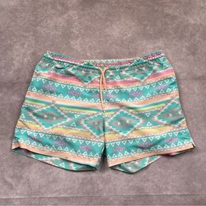 Chubbies Swim Trunks Shorts Mens Medium Aztec Pastel Print 5" Board Lined
